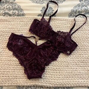 Savage X Fenty Purple Lace Bra and Panty Set
